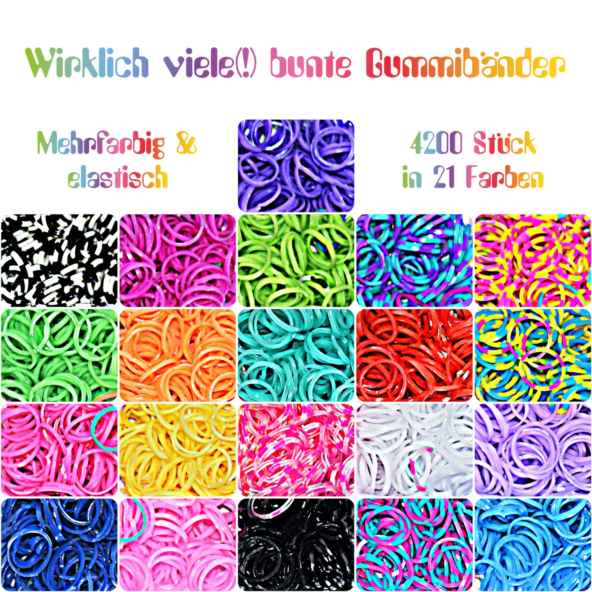 Loom Bands Starter Set XXL – 4.200 Gummibänder mit Webrahmen